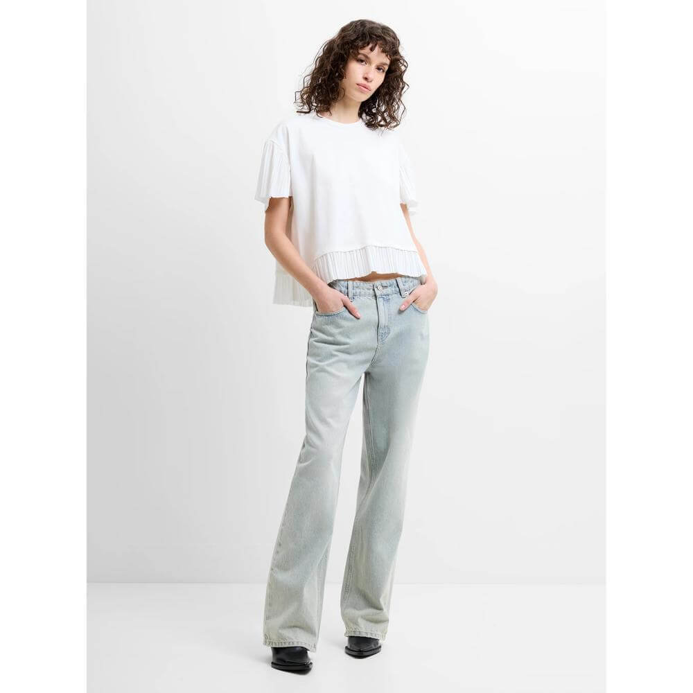 French Connection Rallie Plisse Trim Tee